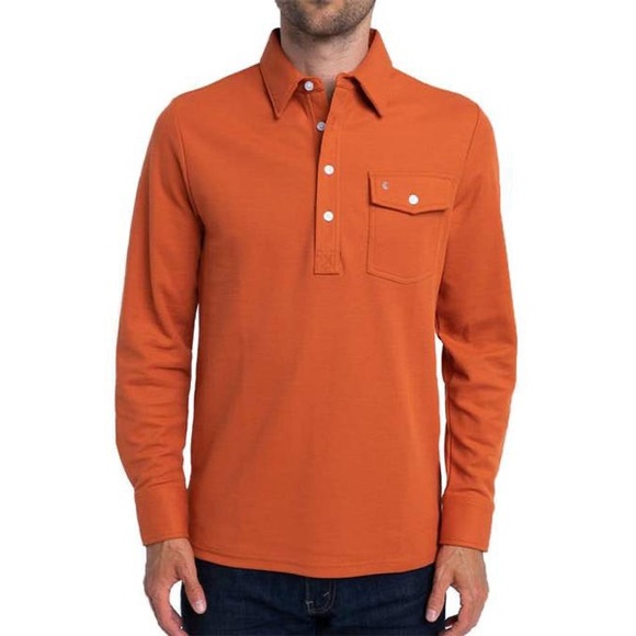 Criquet Shirts Croquet Long Sleeve Players Polo Burnt Orange Size